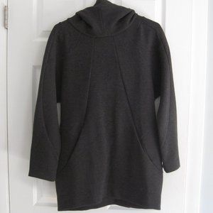 JNBY Hoodie Sweatshirt Charcoal Gray Oversized Hood Tunic Pockets Size M Luxury